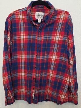 St. John's Bay Red and Blue Plaid Button-Down Shirt